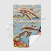 数絵を描順 |イルカよくはしゃぐ類 | ゴルフタオル (インサイチュ)