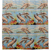 数絵を描順 |イルカよくはしゃぐ類 | シャワーカーテン (正面)