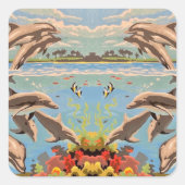 数絵を描順 |イルカよくはしゃぐ類 | スクエアシール (正面)