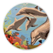 数絵を描順 |イルカよくはしゃぐ類 | セラミックノブ (正面)