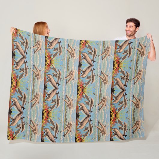 数絵を描順 |イルカよくはしゃぐ類 | フリースブランケット (インサイチュ)