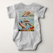 数絵を描順 |イルカよくはしゃぐ類 | ベビーボディスーツ (裏面)