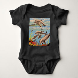 数絵を描順 |イルカよくはしゃぐ類 | ベビーボディスーツ