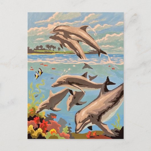 数絵を描順 |イルカよくはしゃぐ類 | ポストカード (正面)