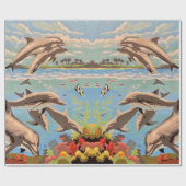 数絵を描順 |イルカよくはしゃぐ類 | ラッピングペーパー (フラット)