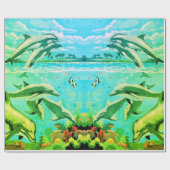 数絵を描順 |イルカよくはしゃぐ類 | ラッピングペーパー (フラット)