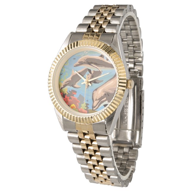 数絵を描順 |イルカよくはしゃぐ類 | 腕時計 (アングル)