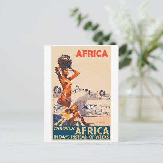 数週間ではなく日でアフリカ経由 ポストカード (スタンド正面)