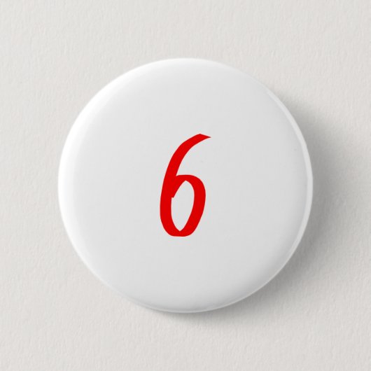数6 6つの赤い色 缶バッジ (正面)