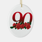 数90のまたは第90誕生日の花柄 セラミックオーナメント (右)