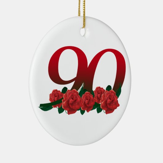 数90のまたは第90誕生日の花柄 セラミックオーナメント (右)