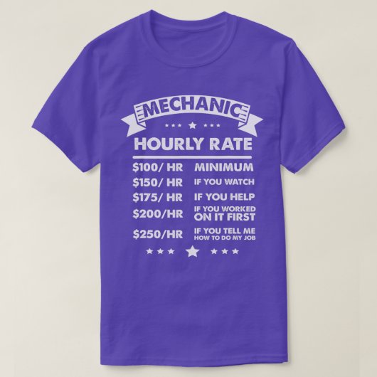 整備士おもしろい時給の賃率機械的 Tシャツ (デザイン正面)