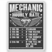 整備士おもしろい時給オートカー整備士労働者 シール (正面)