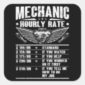 整備士おもしろい時給オートカー整備士労働者 スクエアシール (正面)