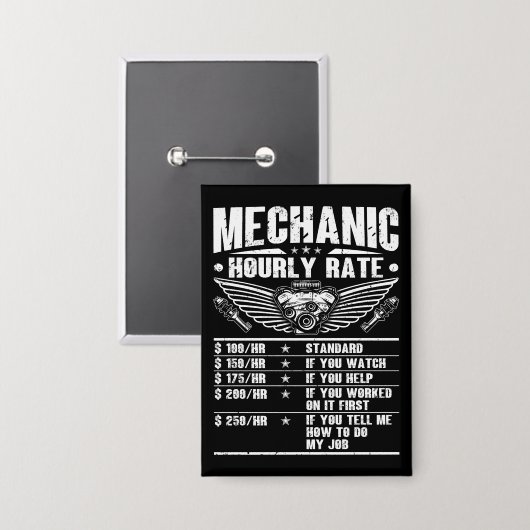 整備士おもしろい時給オートカー整備士労働者 缶バッジ (正面/裏面)