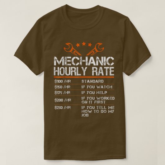整備士おもしろい時給ギフト労働率 Tシャツ (デザイン正面)