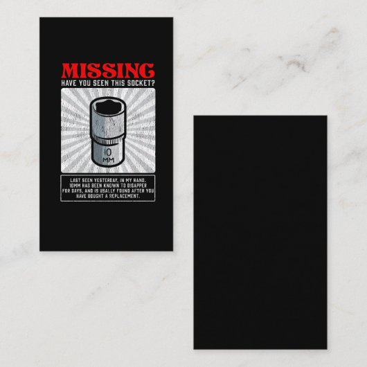 整備士おもしろい10 mmソケッ恋しく思トワークショップツール 名刺 (正面/裏面)