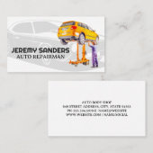 整備士が車で作業 名刺 (正面/裏面)