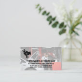 整備士が車で作業 | 自動修復 名刺 (スタンド正面)