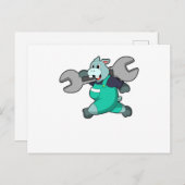 整備士として働くカバとスパナ ポストカード (正面/裏面)