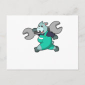 整備士として働くカバとスパナ ポストカード (正面)