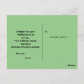 整備士に感謝を伝えるため ポストカード (裏面)