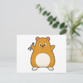 整備士のハムスター(工具のレンチを持って) ポストカード (スタンド正面)