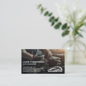 整備士の作業 | 自動サービスロゴ 名刺 (スタンド正面)