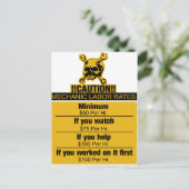 整備士の労働率-注意 ポストカード (スタンド正面)