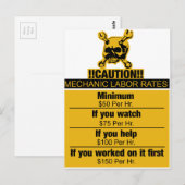 整備士の労働率-注意 ポストカード (正面/裏面)