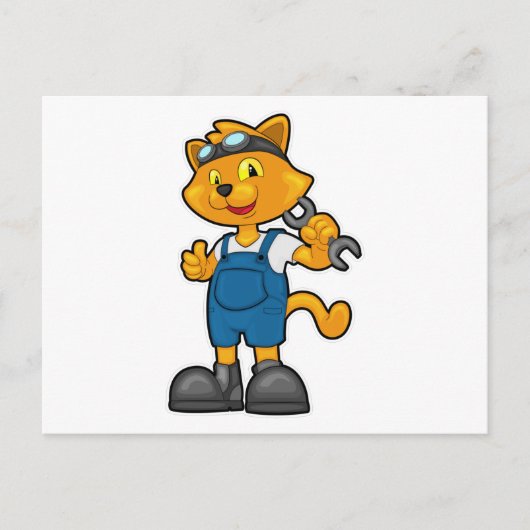 整備士の猫とスパナ ポストカード (正面)