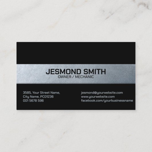 整備士の自動修復メタリックアイコン 名刺 (裏面)