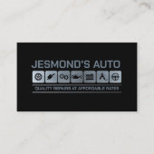 整備士の自動修復メタリックアイコン 名刺 (正面)