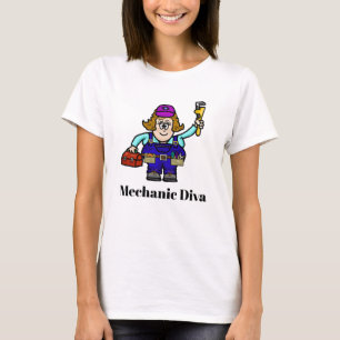 整備士の花型女性歌手の女性Tシャツ Tシャツ