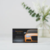 整備士の車のなオレンジ車の最高速度 名刺 (スタンド正面)