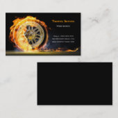 整備士の車のな車輪の速度の炎の黒 名刺 (正面/裏面)