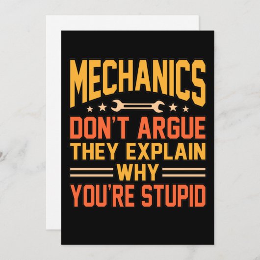 整備士は車の自動車整備士のワークオーバーを主張しない サンキューカード (正面/裏面)