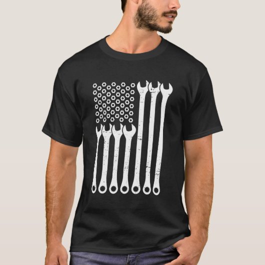 整備士アメリカンフラグレンチ整備士ファンパトリ Tシャツ (正面)