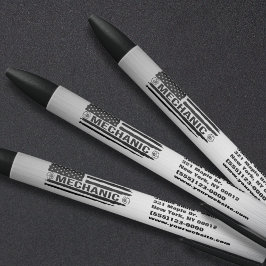 整備士アメリカ国旗の自動修復ビジネスロゴ 黒ボールペン