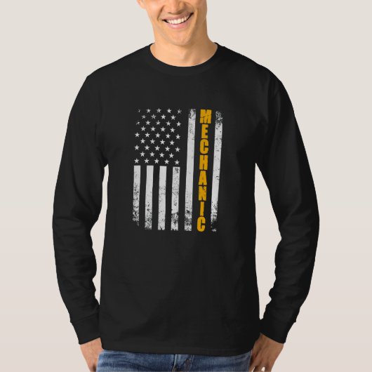 整備士アメリカ国旗UsaPatriotic 誇りを持った Mおもしろい Tシャツ (正面)