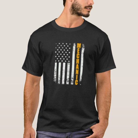 整備士アメリカ国旗UsaPatriotic 誇りを持った Mおもしろい Tシャツ (正面)