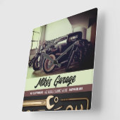 整備士カスタムカーオートバイガレージスクエアウォール スクエア壁時計 (傾斜)