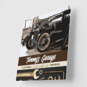 整備士カスタムカーオートバイガレージスクエアウォール スクエア壁時計 (傾斜)