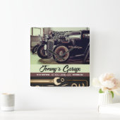 整備士カスタムカーオートバイガレージ スクエア壁時計 (ホーム)