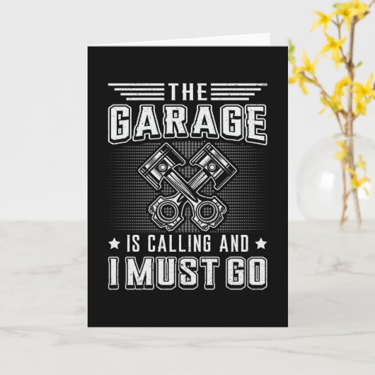 整備士カー整備士ガレージカーおもしろいギフトアイディア カード (黄色い花)