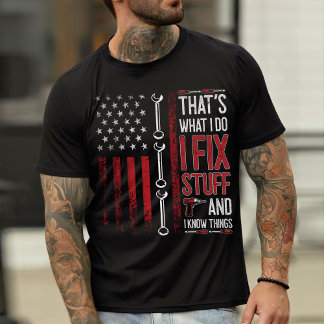 整備士シャツ、私は物を修正し、私は物事を知っている Tシャツ