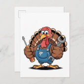 整備士スクワッドトルコ感謝祭ゴブラー インビテーションポストカード (正面/裏面)