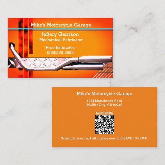 整備士パーソナライズされたQRコード名刺 名刺 (正面/裏面)