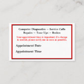 整備士ビジネスCard2-はカスタマイズ 予約カード (裏面)