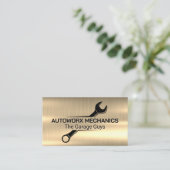 整備士レンチロゴ | 自動サービス | メタリック 名刺 (スタンド正面)